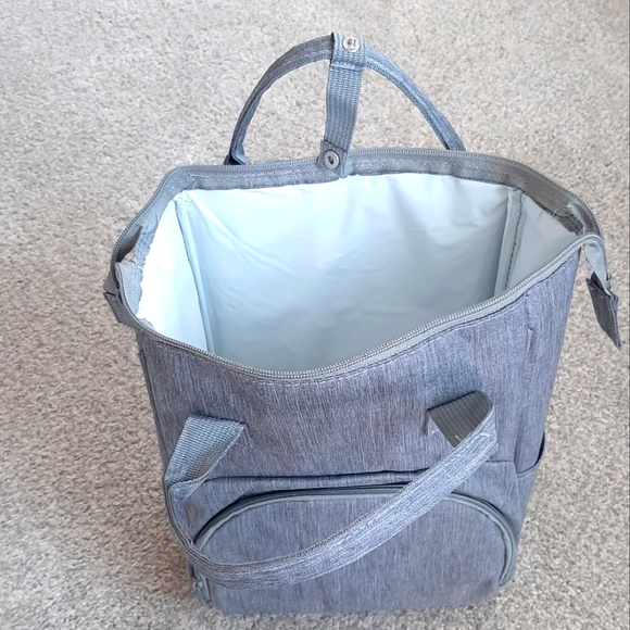 Diaper Bag Backpack Insulated  Zipper Straps 2 Handle Lightweight Gray  … - Picture 4 of 6